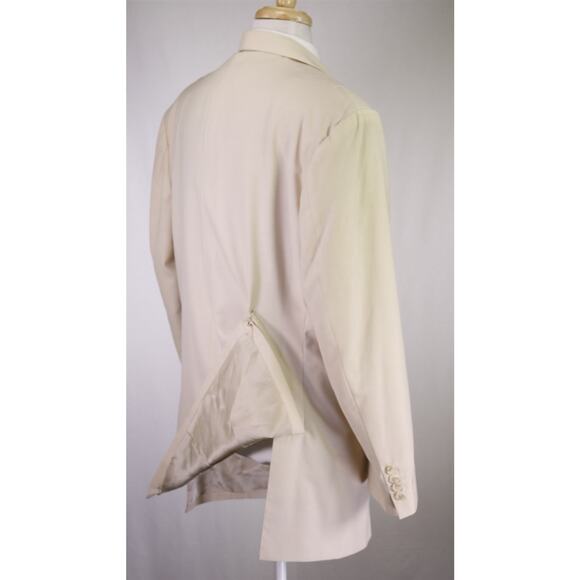 Custom Tailored Cream Linen 3-Piece Classic Fit Suit 48L - Picture 7 of 11